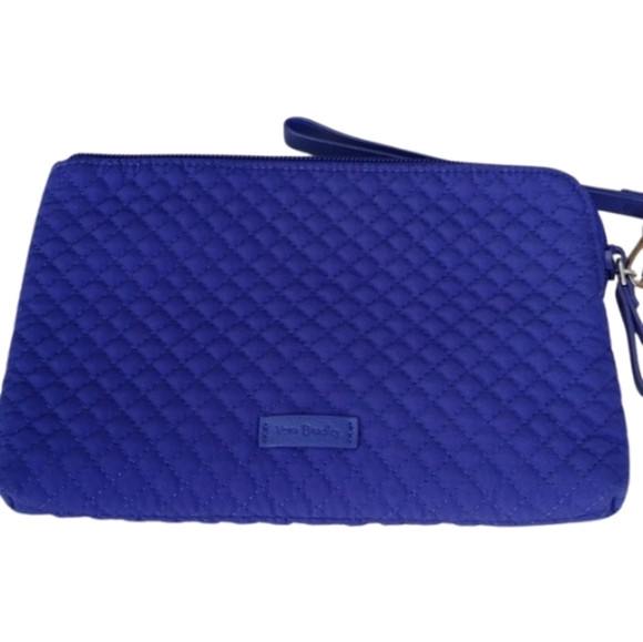 Vera Bradley Iconic Microfiber Pouch Wristlet, Gage Blue - Picture 1 of 4